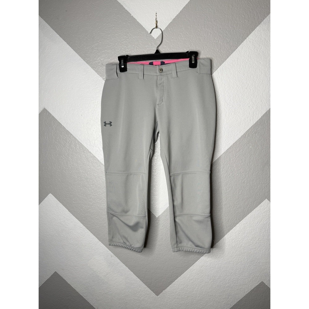 Under Armour Womens Softball Pants Gray Elastic Bottom Performance Size Small